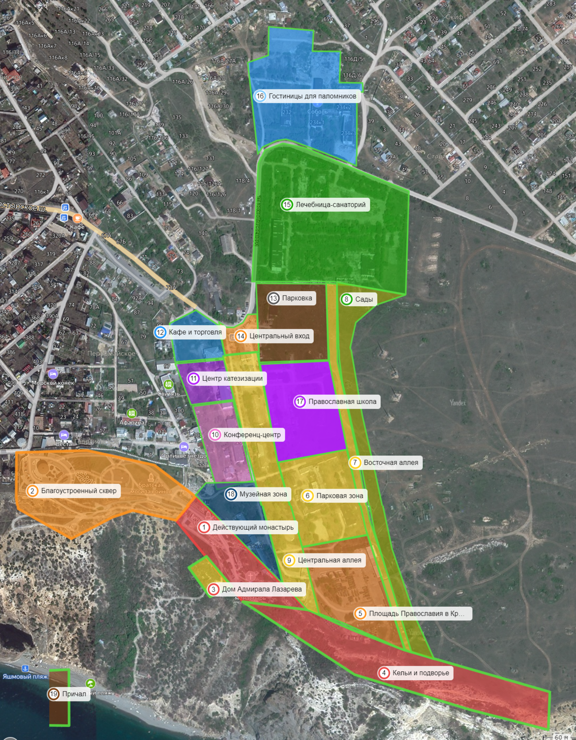 Функциональное зонирование проекта развития Балаклавского Георгиевского монастыря