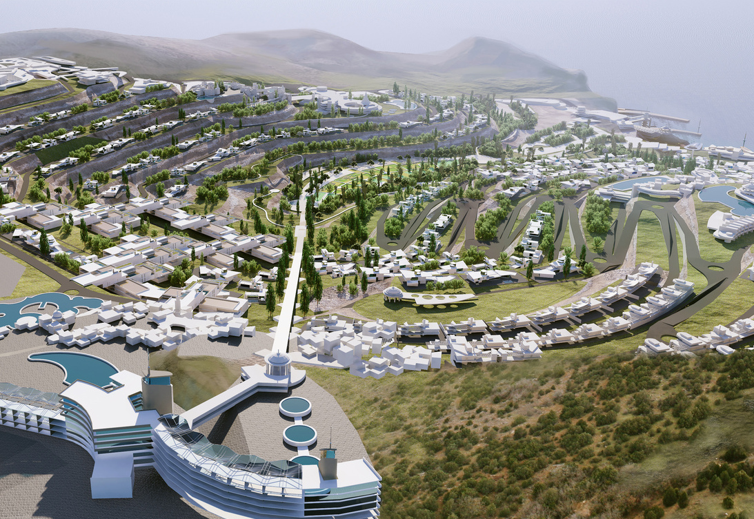 Визуализация застройки Псилерахского карьера, проект "Балаклава-Грин"